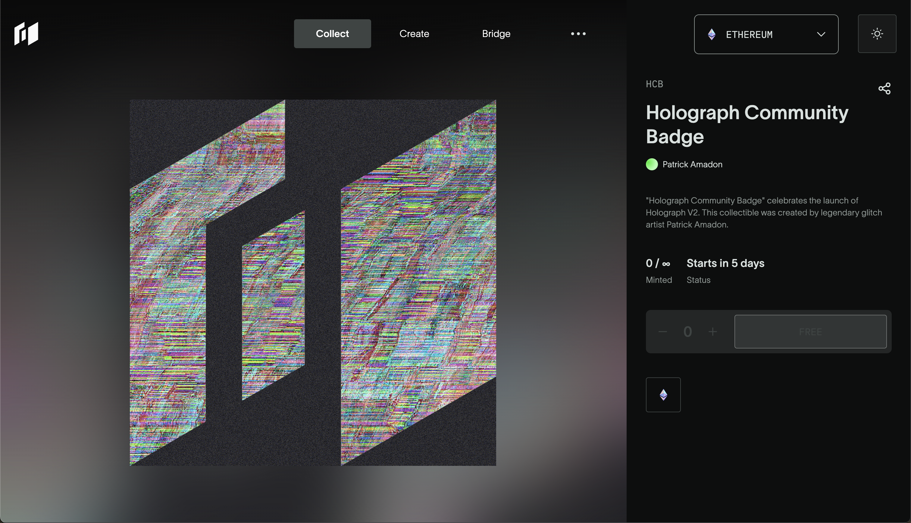 Holograph App - Open Edition Mint Page